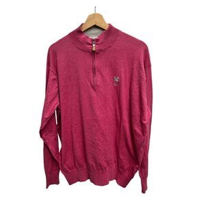 Peter Millar Cotton Silk Quarter Zip Sweater Pink